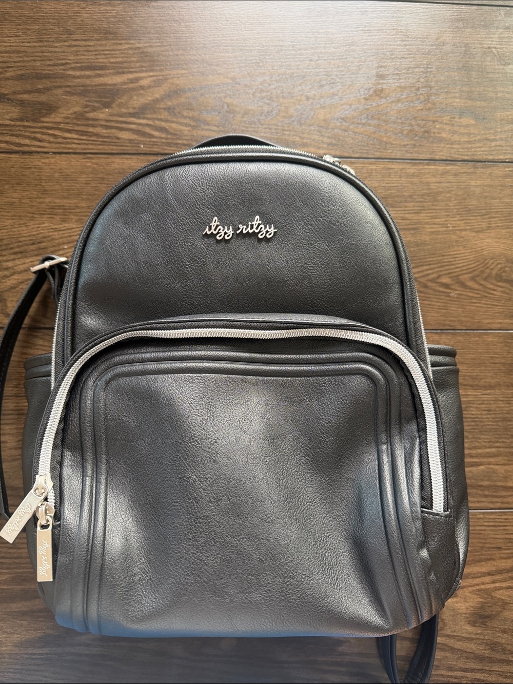 Itzy Ritzy Black Mini Backpack Diaper Bag - Sleek Leatherette